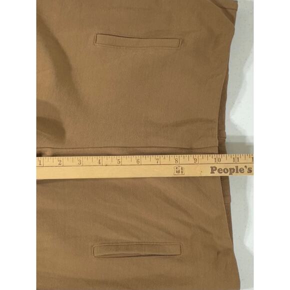 Chicos Ponte Knit Ankle Pants Size 1.5 (32x26) Camel Brown Faux Pockets Hem Slit - Picture 8 of 10